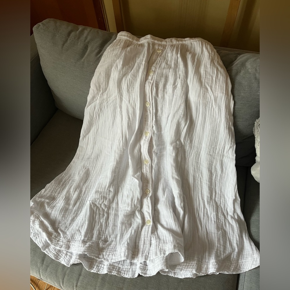 Xirena Cotton White Gauze Midi Skirt